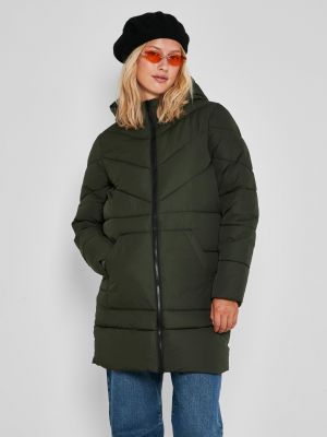 Prošívaný zimní kabát s kapucí Noisy May khaki