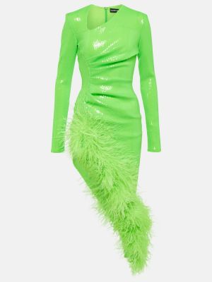 Midi šaty z peří David Koma zelené