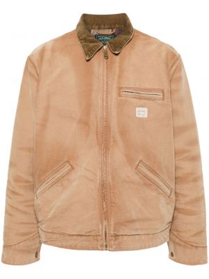 Bombažna denim jakna s potiskom Polo Ralph Lauren rjava