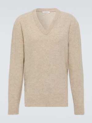 Вълнен пуловер с v-образно деколте Lemaire сиво