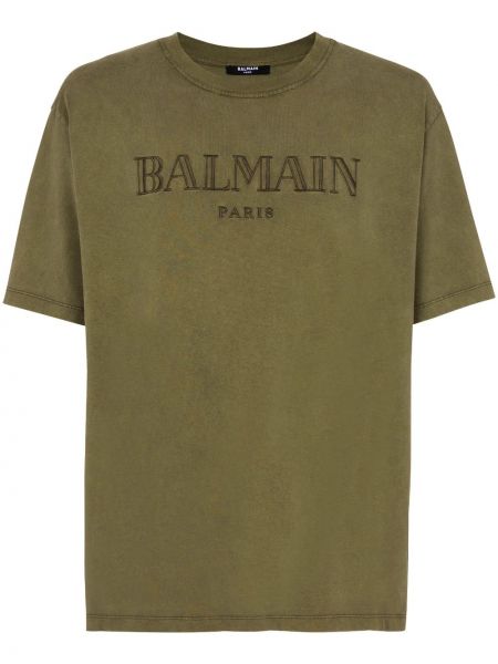 Bombažna majica z vezenjem Balmain