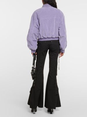 Žametna bomber jakna iz rebrastega žameta Blumarine vijolična