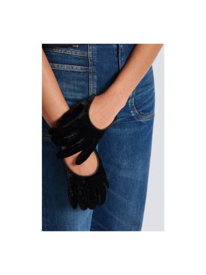 Welurowe rękawiczki Balmain czarne