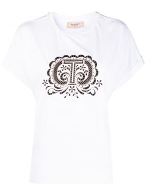 T-shirt med broderi Twinset vit