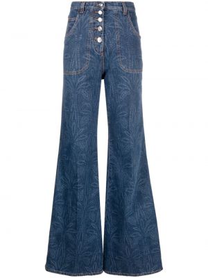 Zvonové džíny s knoflíky Etro modré