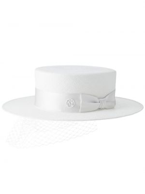 Saténová čiapka Maison Michel biela