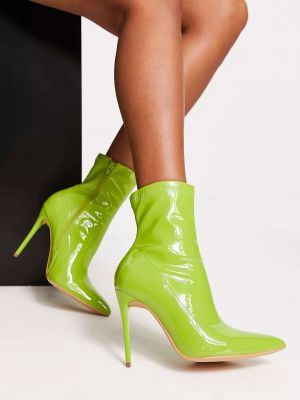 Лаковые носки на шпильке Truffle Collection зеленые