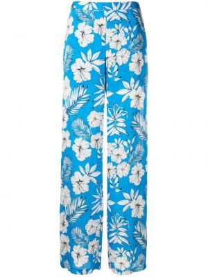 Voľné kvetinové nohavice s potlačou Pinko modrá