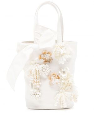 Geantă shopper cu model floral Biyan alb