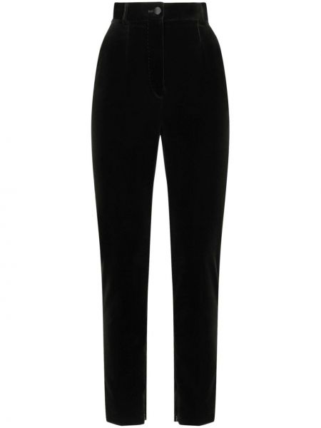 Zamatové nohavice Dolce & Gabbana čierna