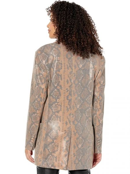 Пиджак оверсайз со змеиным принтом Afrm коричневый
