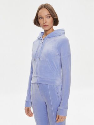 Kapucnis velúr slim fit pulóver Juicy Couture kék