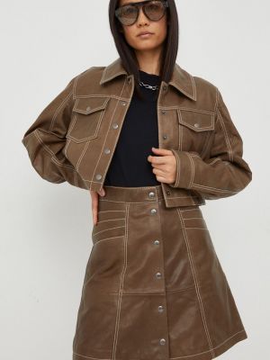 Шкіряна куртка Gestuz коричнева
