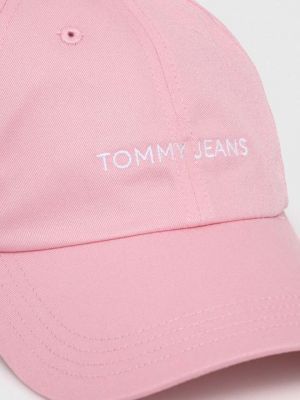 Хлопковая кепка Tommy Jeans розовая