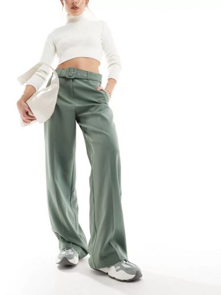 Элегантные брюки с высокой талией Vila зеленые