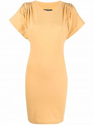 Bavlněné mini šaty s krátkými rukávy Isabel Marant - žlutá