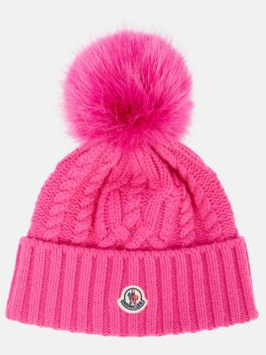 Berretto di lana di lana di cachemire Moncler rosa
