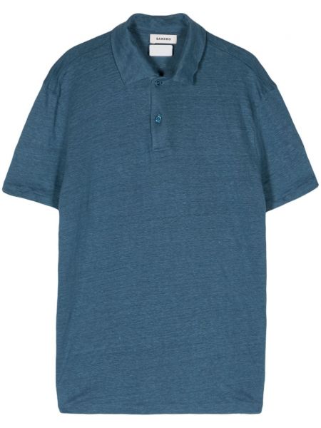 Lininis polo marškinėliai Sandro mėlyna