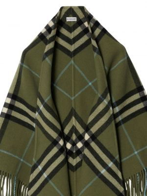 Poncho en laine à carreaux à imprimé Burberry vert