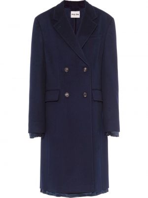 Vlněný kabát Miu Miu modrý