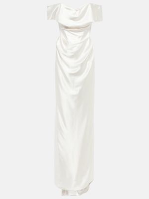 Копринена сатенена макси рокля Vivienne Westwood бяло