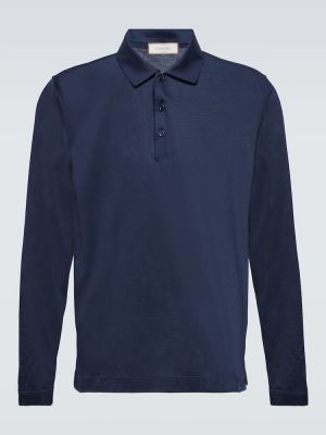 Памучна поло тениска Canali синьо