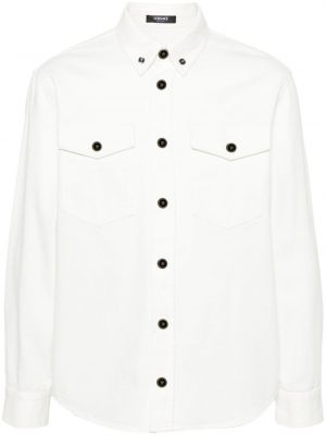 Βαμβακερό πουκάμισο με κουμπιά Versace λευκό
