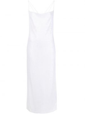 Коктейлна рокля с пайети Rotate бяло