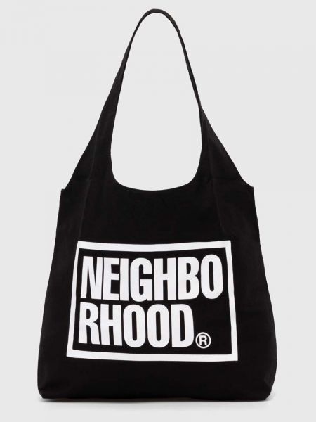 Βαμβακερή τσάντα shopper Neighborhood μαύρο