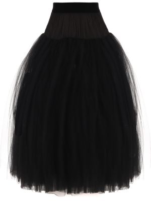 Шелковая юбка миди с сеткой Yakubowitch черная