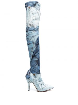 Usnjene gležnjarji s potiskom Moschino Jeans modra