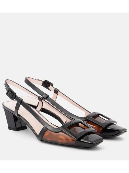 Slingback lakkskinn lær pumps Roger Vivier svart