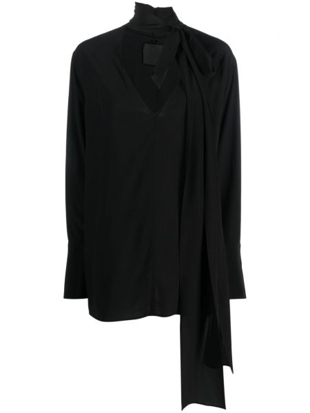 Svilena bluza s mašnom Givenchy crna