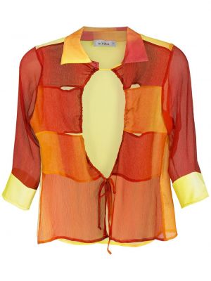 Chemise en soie avec manches courtes Amir Slama orange