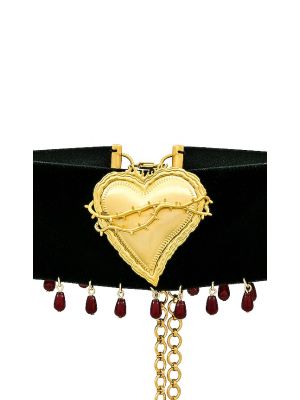 Collar de terciopelo‏‏‎ con corazón The M Jewelers Ny