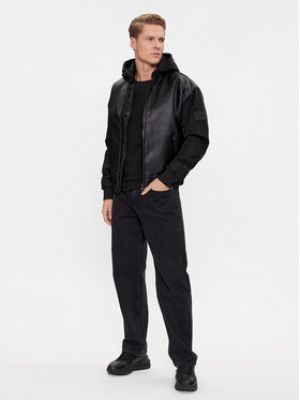 Kožená džínová bunda z imitace kůže Calvin Klein Jeans černá