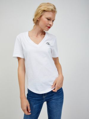 Farmer rövid ujjú pamut póló Calvin Klein Jeans - fehér