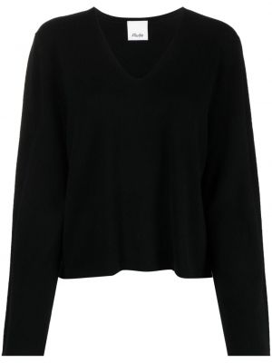 Kašmírový vlnený sveter s výstrihom do v Allude čierna