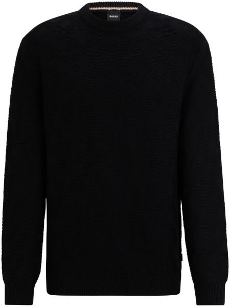 Вълнен пуловер с кръгло деколте Boss черно