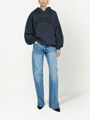 Kokvilnas kapučdžemperis ar apdruku Anine Bing melns