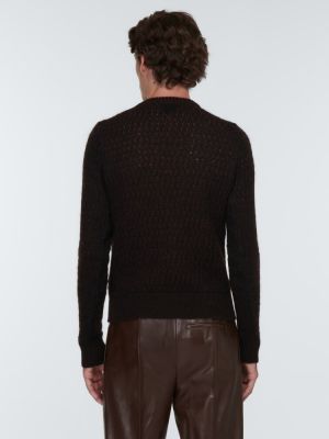 Volneni pulover iz moherja Bottega Veneta črna