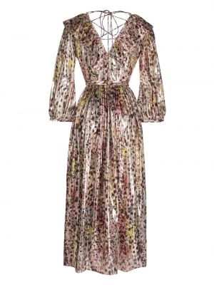 Koktejlové šaty s potiskem s výstřihem do v s abstraktním vzorem Hayley Menzies