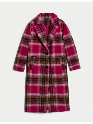Kockovaný zimný kabát Marks & Spencer ružová