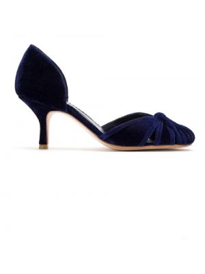 Кадифени полуотворени обувки Sarah Chofakian синьо