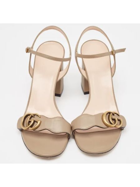 Sandalias de cuero retro Gucci Vintage beige