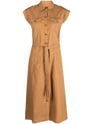 Sukienka midi na guziki bez rękawów bawełniana Rag & Bone - brązowy