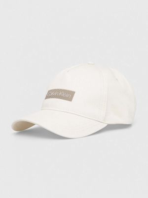 Haftowana czapka z daszkiem bawełniana Calvin Klein biała