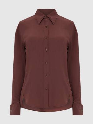 Шовкова блуза Saint Laurent коричнева