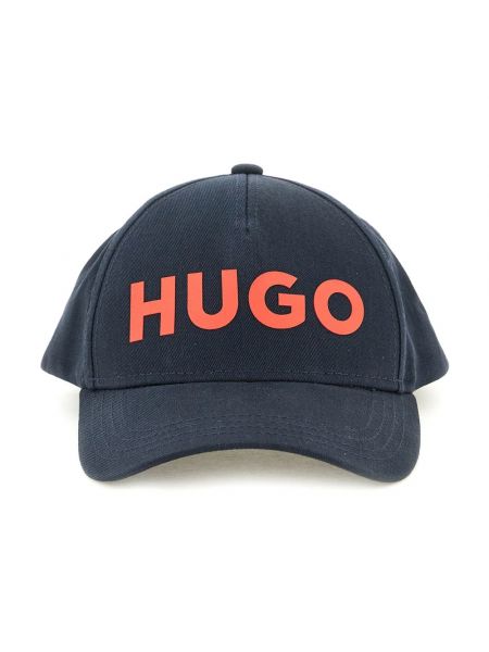 Niebieska czapka z daszkiem z nadrukiem Hugo Boss