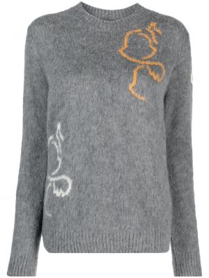 Плетен вълнен пуловер Moncler сиво